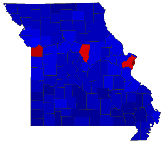 2016 Gubernatorial General Election - Missouri Election County Map
