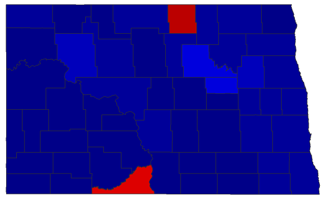 2016 Gubernatorial General Election - North Dakota Election County Map