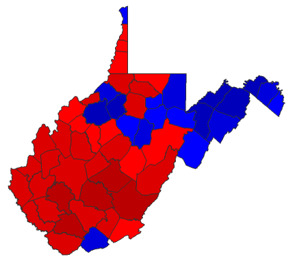 2016 Gubernatorial General Election - West Virginia Election County Map