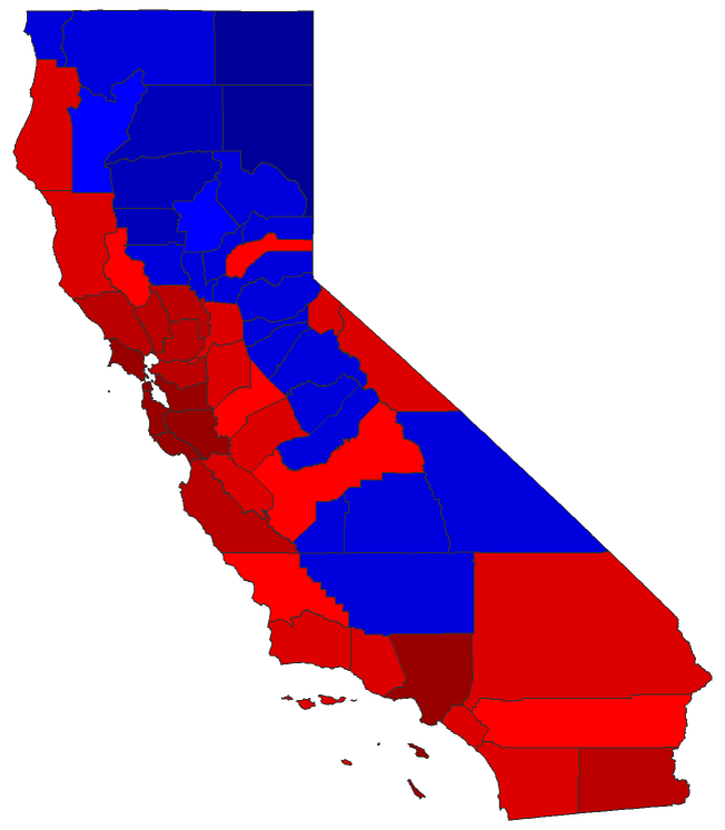 2016 Presidential General Election - California Election County Map