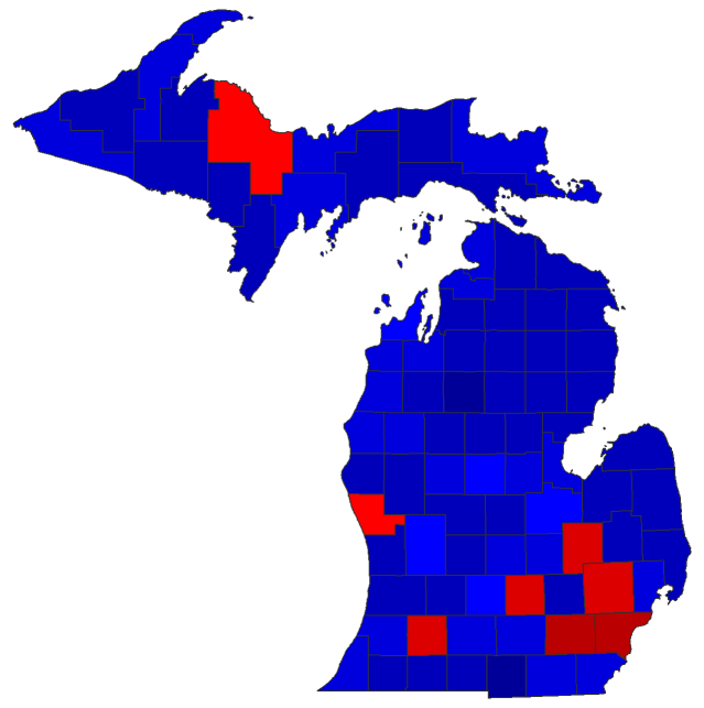 2016 Presidential General Election - Michigan Election County Map