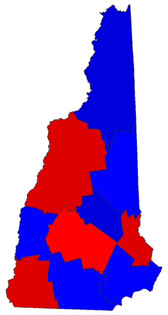 2016 Presidential General Election - New Hampshire Election County Map
