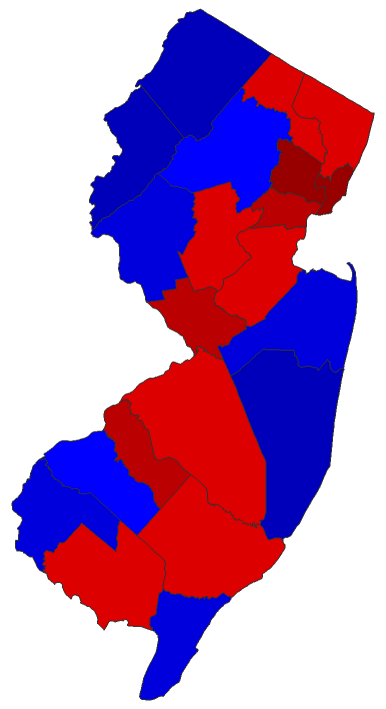 2016 Presidential General Election - New Jersey Election County Map