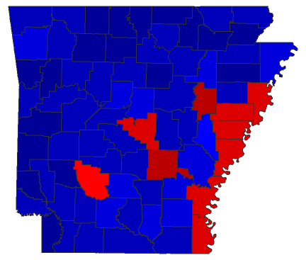 2016 Senatorial General Election - Arkansas Election County Map