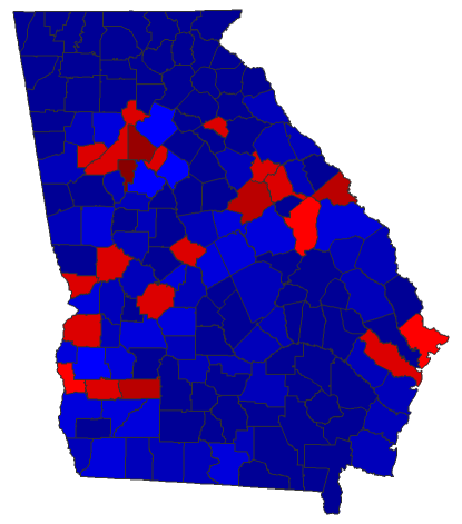 2016 Senatorial General Election - Georgia Election County Map