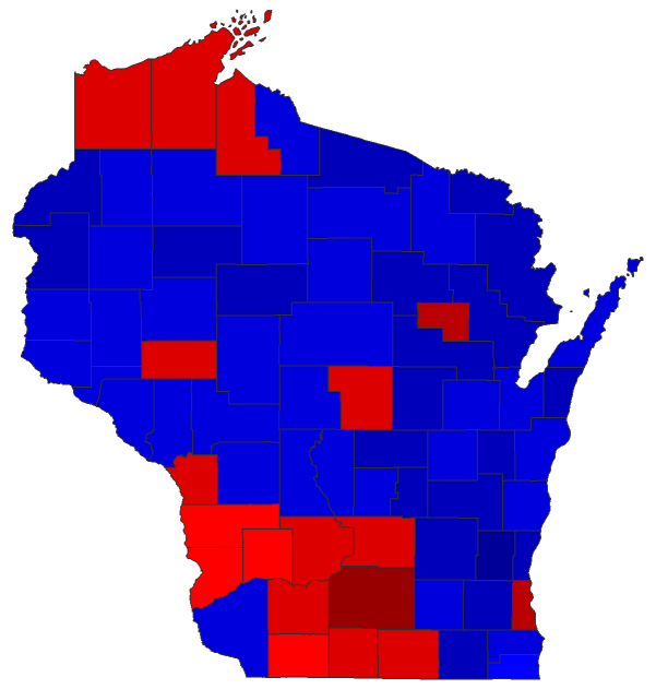 2016 Senatorial General Election - Wisconsin Election County Map