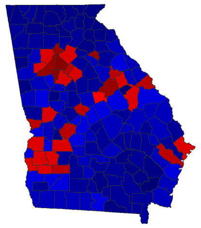 2018 Gubernatorial General Election - Georgia Election County Map