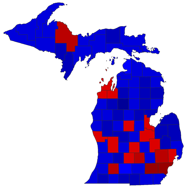 2022 Gubernatorial General Election - Michigan Election County Map