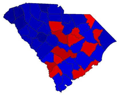 2022 Gubernatorial General Election - South Carolina Election County Map