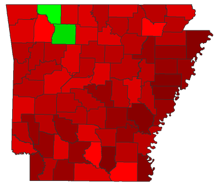 2016 Presidential Democratic Primary - Arkansas Election County Map