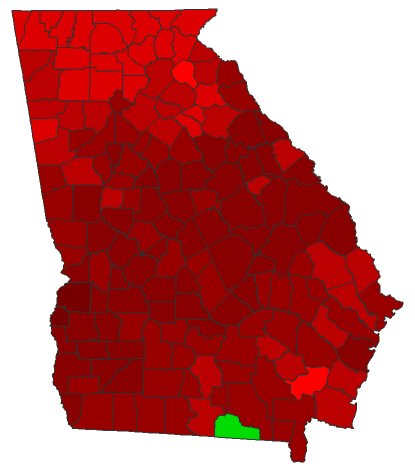 2016 Presidential Democratic Primary - Georgia Election County Map