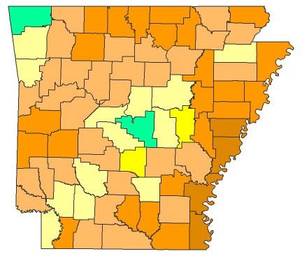 2016 Presidential Republican Primary - Arkansas Election County Map