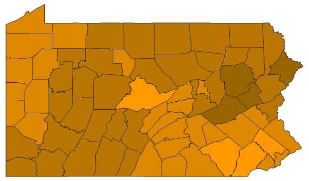 2016 Presidential Republican Primary - Pennsylvania Election County Map