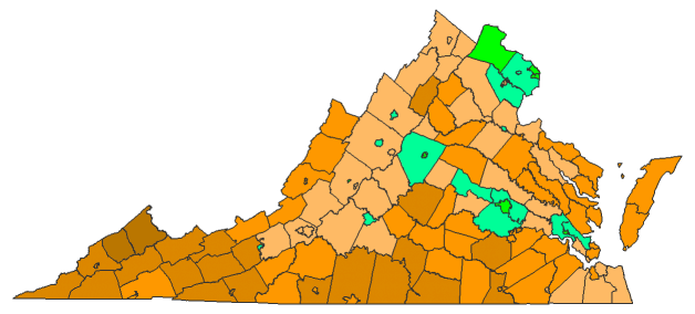 2016 Presidential Republican Primary - Virginia Election County Map