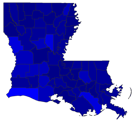 2020 Presidential Democratic Primary - Louisiana Election County Map