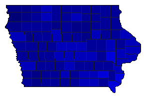 1998 Iowa County Map of General Election Results for Senator