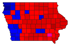 1996 Iowa County Map of General Election Results for President