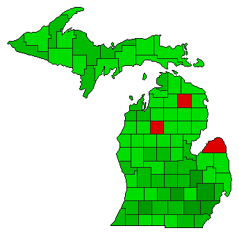 2018 Michigan County Map of General Election Results for Initiative