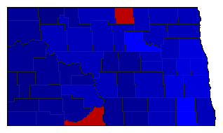 2016 North Dakota County Map of General Election Results for State Treasurer