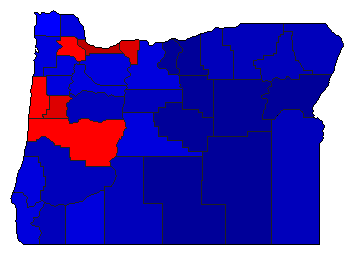 2016 Oregon County Map of General Election Results for Secretary of State