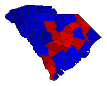 2014 South Carolina County Map of General Election Results for Lt. Governor