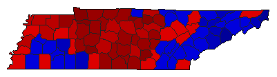 1964 Tennessee County Map of General Election Results for President