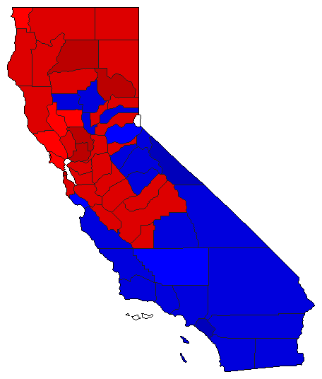 1970 California County Map of General Election Results for Attorney General