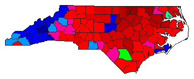 2016 North Carolina County Map of Democratic Primary Election Results for Lt. Governor