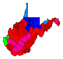 1960 West Virginia County Map of Democratic Primary Election Results for Agriculture Commissioner