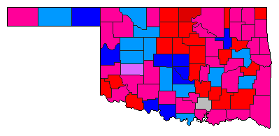 1990 Oklahoma County Map of Republican Primary Election Results for Lt. Governor