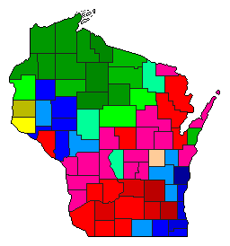 1957 Wisconsin County Map of Republican Primary Election Results for Senator