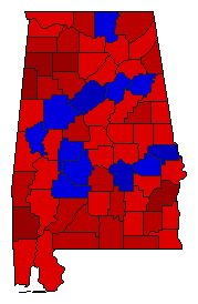 1982 Alabama County Map of Democratic Runoff Election Results for Governor