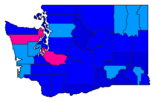 1968 Washington County Map of Open Primary Election Results for Governor