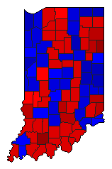 1876 Indiana County Map of General Election Results for Governor