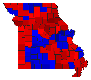 1900 Missouri County Map of General Election Results for State Auditor