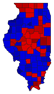 1908 Illinois County Map of Republican Primary Election Results for Governor