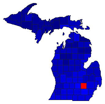 1908 Michigan County Map of General Election Results for Lt. Governor