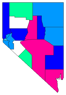 1910 Nevada County Map of Open Primary Election Results for State Treasurer