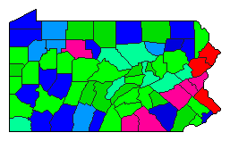1910 Pennsylvania County Map of General Election Results for Governor