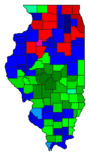 1912 Illinois County Map of Democratic Primary Election Results for Governor