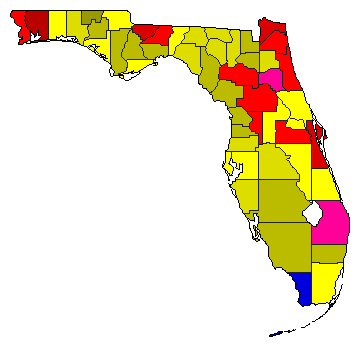 1916 Florida County Map of General Election Results for Governor