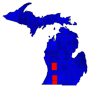 1916 Michigan County Map of General Election Results for Senator