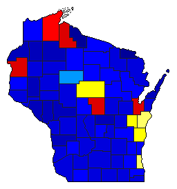 1918 Wisconsin County Map of General Election Results for Governor
