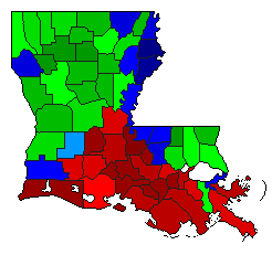 1924 Louisiana County Map of Democratic Primary Election Results for Governor