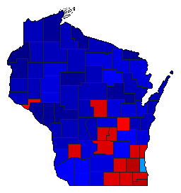1924 Wisconsin County Map of General Election Results for Governor