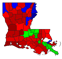1928 Louisiana County Map of Democratic Primary Election Results for Governor