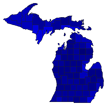 1928 Michigan County Map of General Election Results for Senator