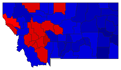 1928 Montana County Map of General Election Results for Secretary of State