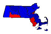 1932 Massachusetts County Map of General Election Results for Secretary of State