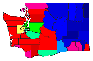 1934 Washington County Map of Democratic Primary Election Results for Senator